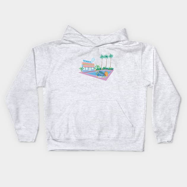 Tennis court Kids Hoodie by Terry Tennis